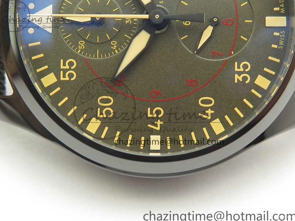 MIROTIME 0821 Classic PILOT IW389001 ZF 1:1 Best Edition Ceramic Case Green Dial on Green Nylon Strap A7750 (Function Same As Genuine) 7160